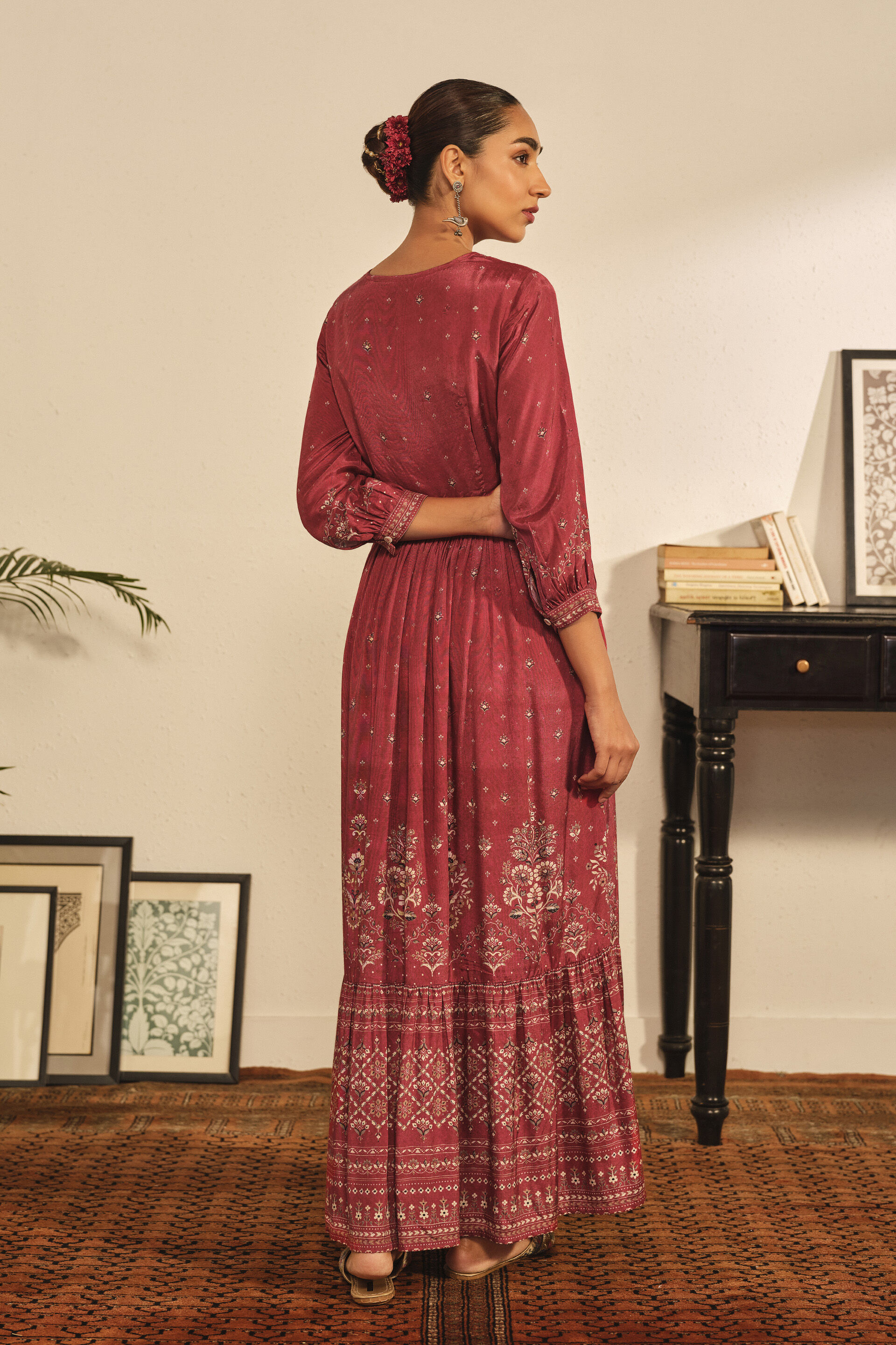 Tiered Maxi Dress in Red, Red, image 4